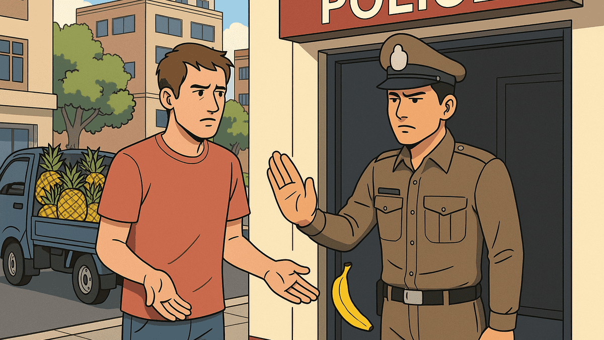 ガス欠で警察に助けを求めた男性が拒否され、バナナを渡されて追い返される