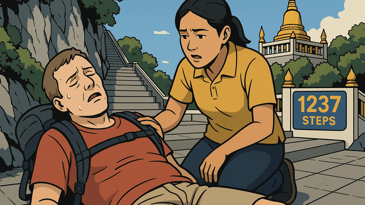 クラビーのタイガーケーブで54歳カナダ人が階段登頂中に死亡、3日間で2人目