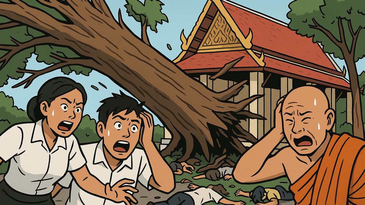 寺院の法要中に巨木が倒れ参拝者を直撃、2人死亡16人負傷。チュムポーン県