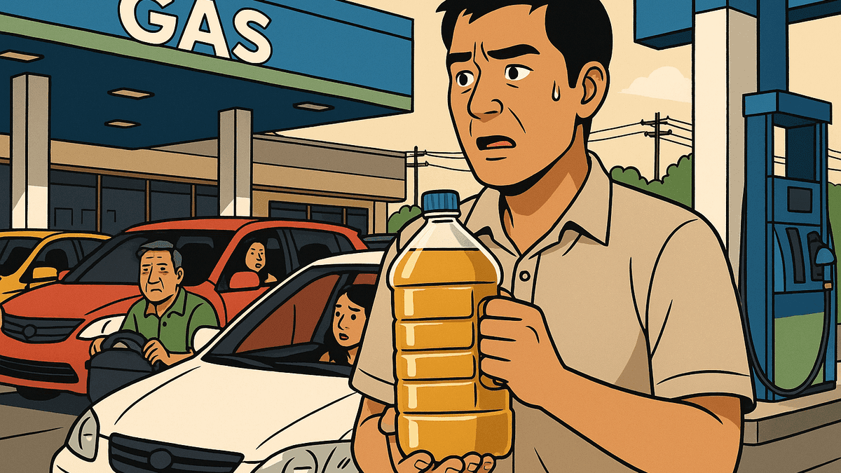 バンチャックが「廃油2Lでガソリン1L」交換を開始、燃料危機に台所から対抗