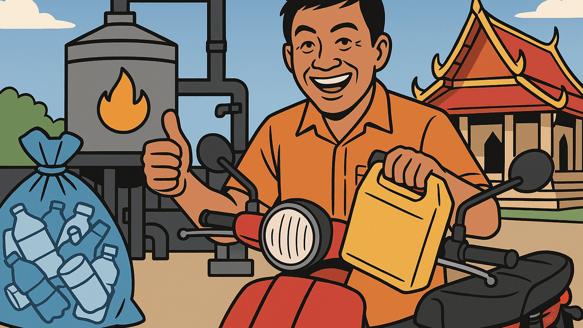 プラスチックごみからガソリンを自作する寺院、1年間バイクに使って問題なし