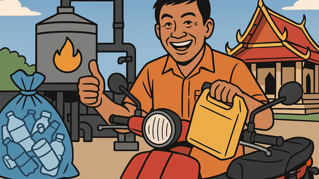 プラスチックごみからガソリンを自作する寺院、1年間バイクに使って問題なし