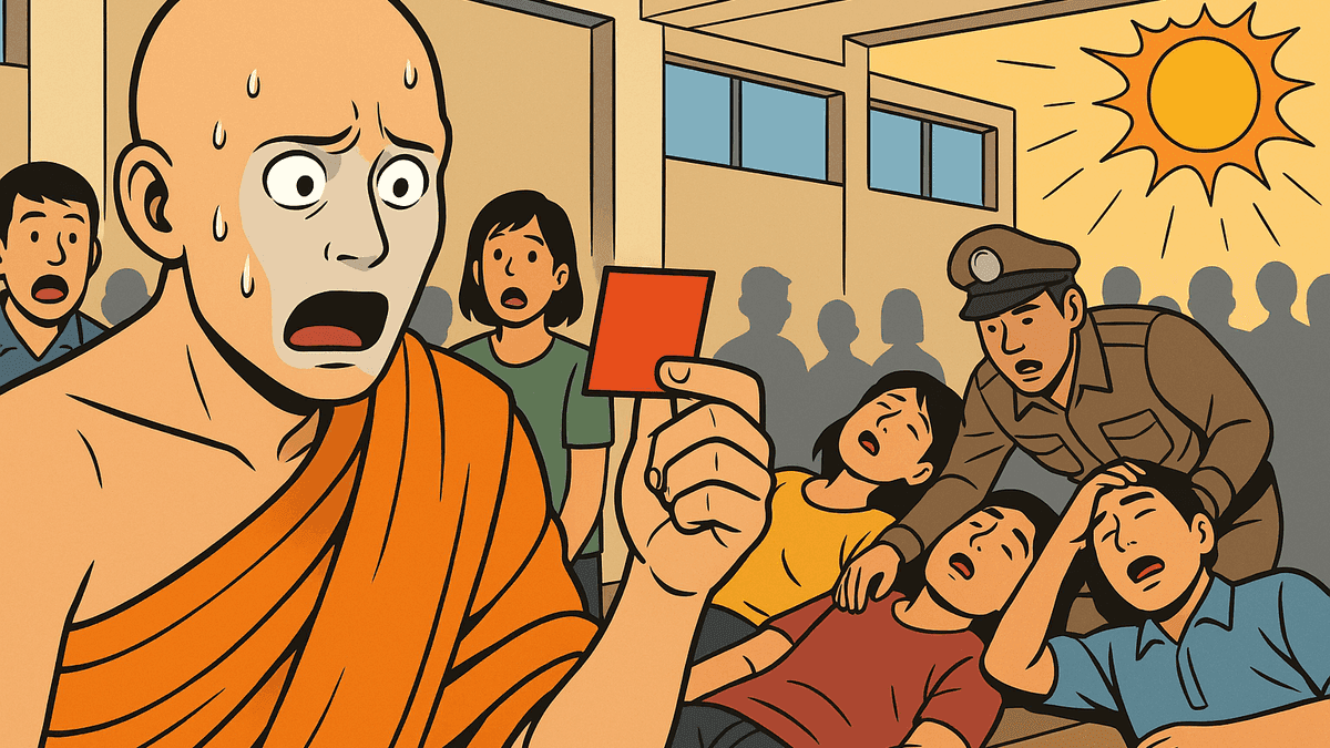 タイ徴兵くじ、僧侶が赤札で顔面蒼白。応援団3人は猛暑で失神