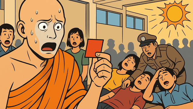 タイ徴兵くじ、僧侶が赤札で顔面蒼白。応援団3人は猛暑で失神