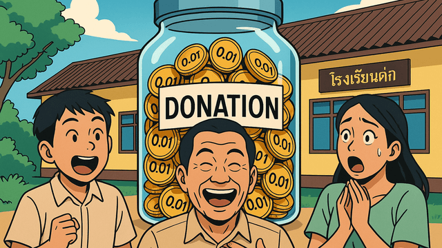最低0.01バーツの寄付が殺到、田舎の学校の募金がSNSでバイラル化
