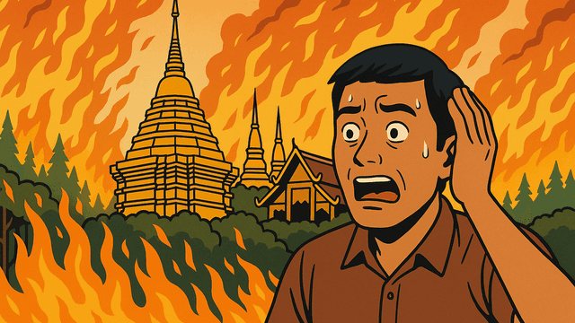 チェンマイの聖山ドイステープで100ライ焼失、原因は放火