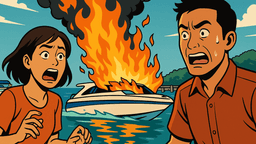 プーケットの港でスピードボートが爆発炎上、5人負傷1人不明