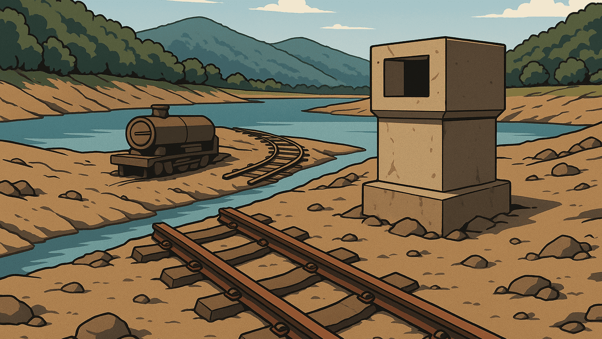 泰緬鉄道の遺構が42年ぶりに出現、ダム放水で川底が露出