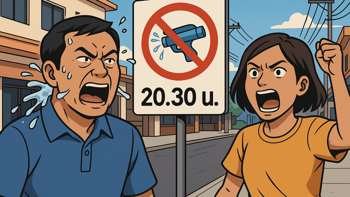 ソンクランの水かけを20時半で禁止、ブリーラムの看板に住民激怒