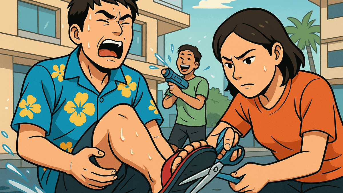 ソンクランで「人食いサンダル」被害続出、水で膨張し足が抜けず