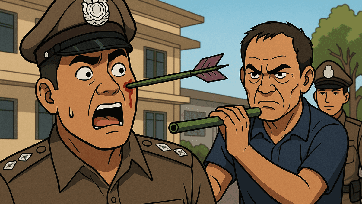 毒入りダーツ矢で警察官の頬を貫通、元放火犯の45歳男を逮捕