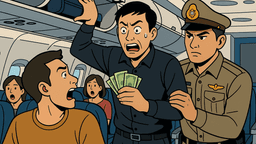 タイ航空機内で中国人が頭上荷物から現金窃盗、スワンナプームで逮捕