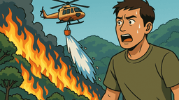 エラワン滝付近で山火事が拡大、ヘリ52回の散水で消火作業