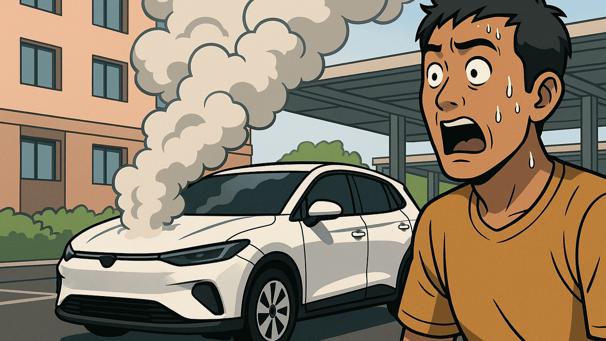 駐車中のEVから突然煙が噴出、充電もしていない新車で何が起きたのか