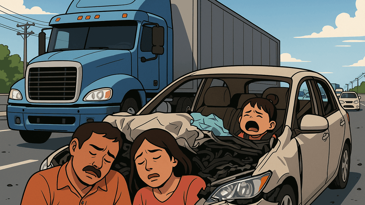 18輪車が車列に突っ込み夫婦死亡、3歳の娘だけが奇跡の生還