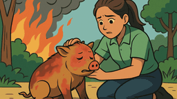 山火事から逃げた子イノシシ「ブンロート」、火傷を負い保護