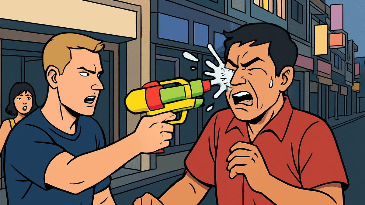 「顔にかけるな」と注意した店員を水鉄砲で殴打、パタヤで外国人を通報