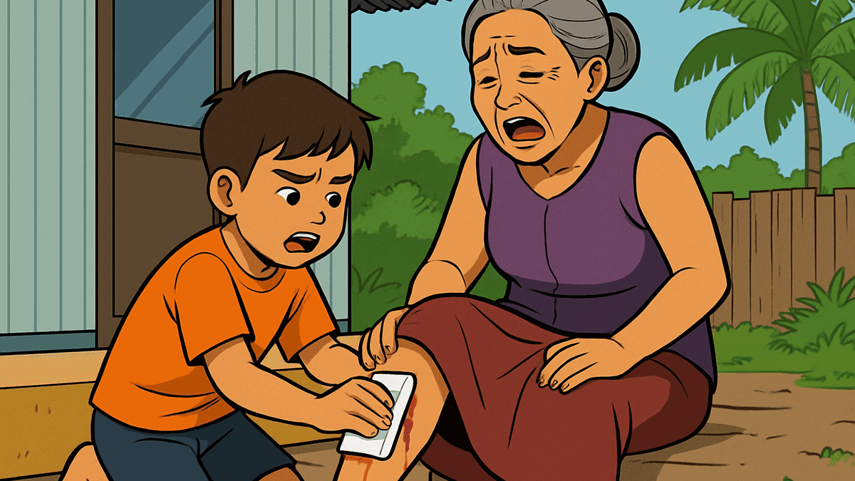 5歳の孫がおばあちゃんの傷を生理用ナプキンで止血、SNSでヒーローに