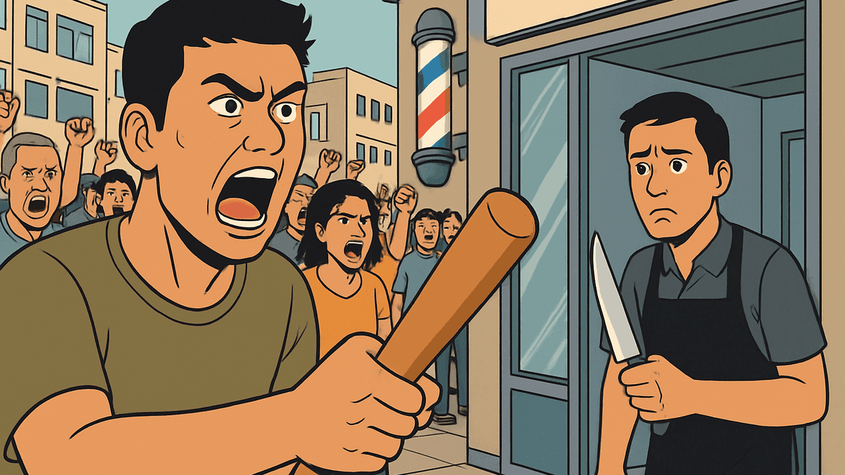 【続報】すりこぎ撲殺は「やらせ」か、友人100人が理容店を包囲