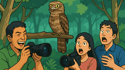 30年ぶりに希少な巨大ヨタカが出現、写真家が殺到