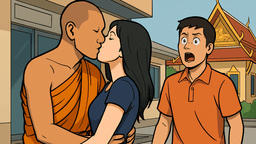 防犯カメラが捉えた僧侶と女性のキス、弟が映像を告発