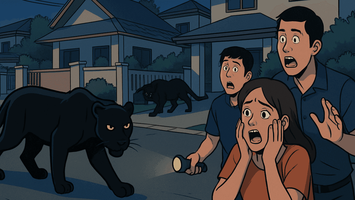 プラチンブリの住宅地に黒豹2頭が出現、森林から遠く「飼育逃走か」と捜索