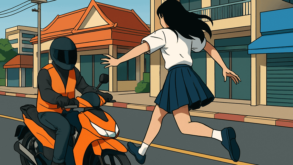 バンコクの17歳女子生徒がBoltバイクから飛び降り、運転手が目的地過ぎても停止拒否